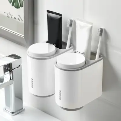 Deyln Nordic brushing cup holder household bathroom wash cup set toothbrush cup couple magnetic toothbrush cup set wash storage rack