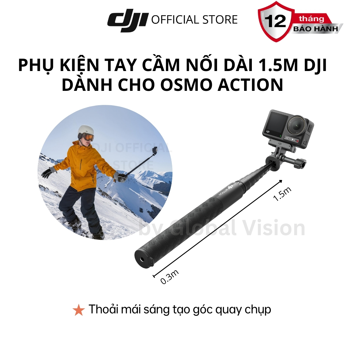  Gậy chụp ảnh cầm tay nối dài 1.5m DJI dành cho Osmo Action camera hành động cao cấp chính hãng 