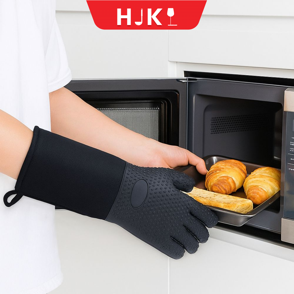 HJKL Chịu nhiệt Găng tay lò vi sóng Cực dài Màu sắc đồng nhất Găng tay nướng Hữu ích Silicon Găng tay nướng BBQ Sử dụng trong bếp