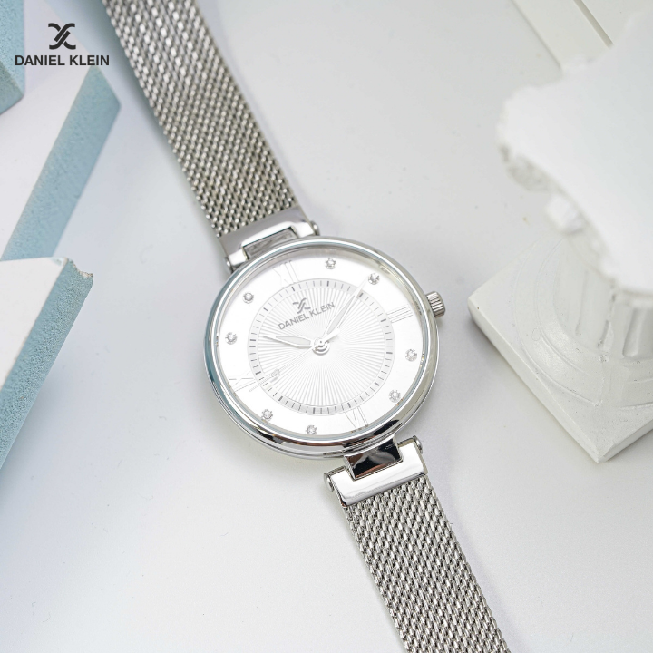 Đồng hồ nữ Daniel Klein Watch DK.1.12560 mặt nhỏ đính đá kính cứng chống xước chống nước dây thép đeo tay cao cấp