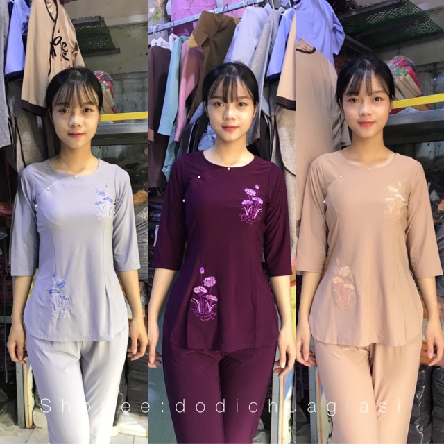 Đồ lam đi chùa # sẫm sen vải thun # đồ bộ nữ #quần áo nữ # vải thun co giãn không nhăn