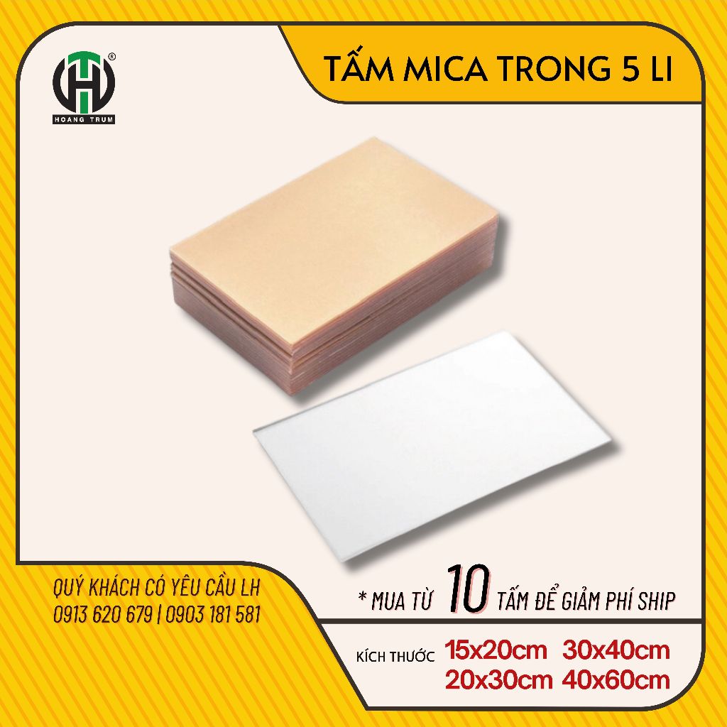 Mica trong quãng dày 5li nhiều kích thước, loại tốt, đường nét cắt mịn, hàng có sẵn