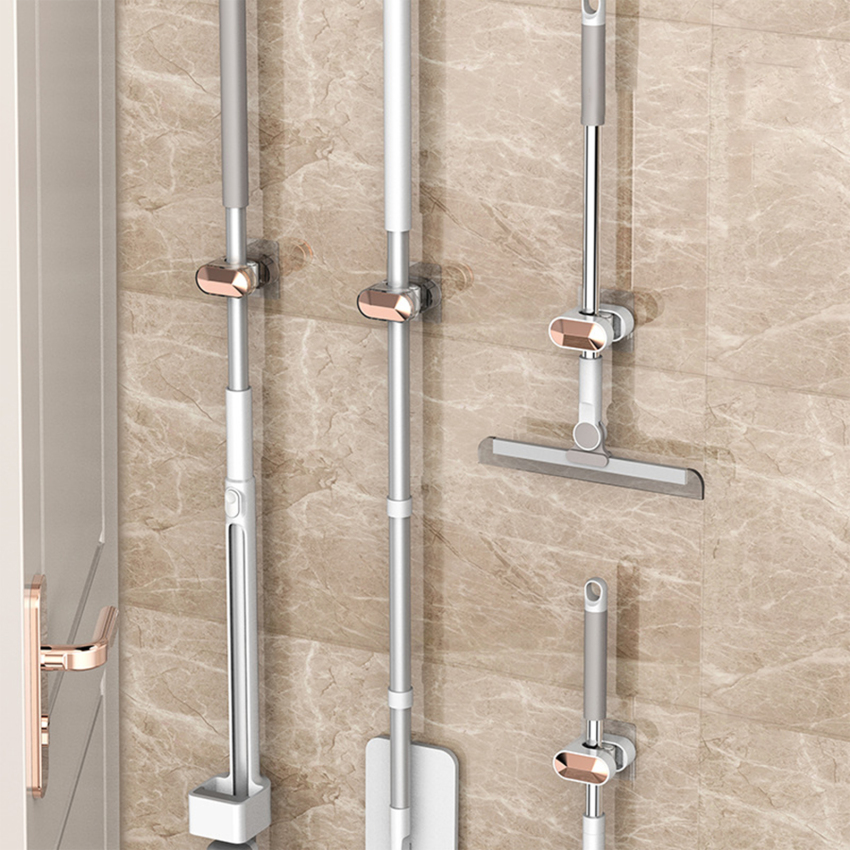 Treo tường móc treo cây lau nhà phụ kiện phòng tắm không có đấm đa mục đích nhà bếp mạnh mẽ móc treo cây lau nhà giá treo chổi lau kệ