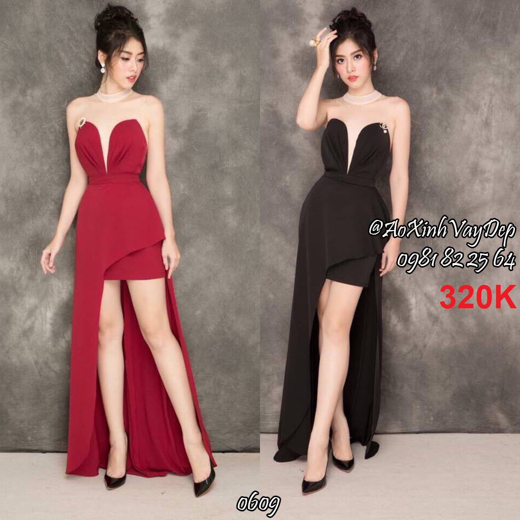 Đầm dạ hội body 2 tùng phối lưới anhnangcuoi