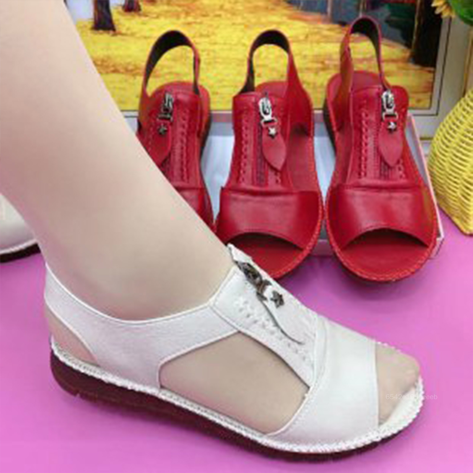 Phụ Nữ Đàn Bà Thoải Mái Sandal Strappy Sandal Với cao su mềm Chống-Trượt Duy Nhất Cho Nhảy Vuông Đi Mua Sắm WTWJ-MY