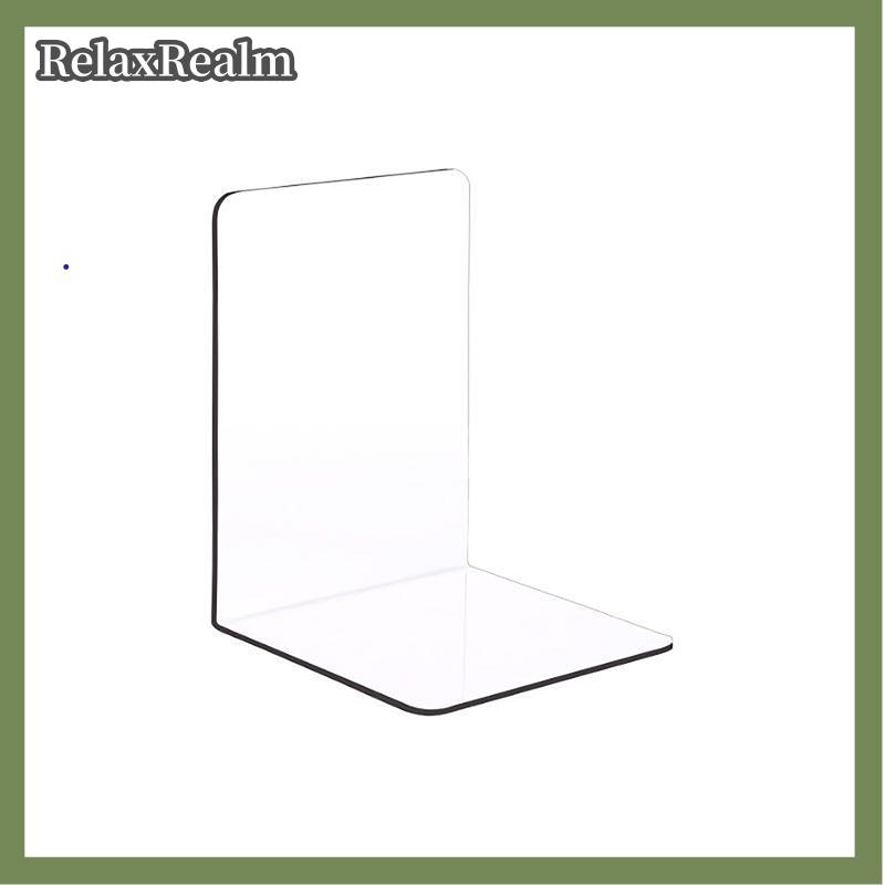 RelaxRealm 1PC trong suốt Acrylic bookends đứng kệ sách Máy tính để bàn trang trí lưu trữ giá booken