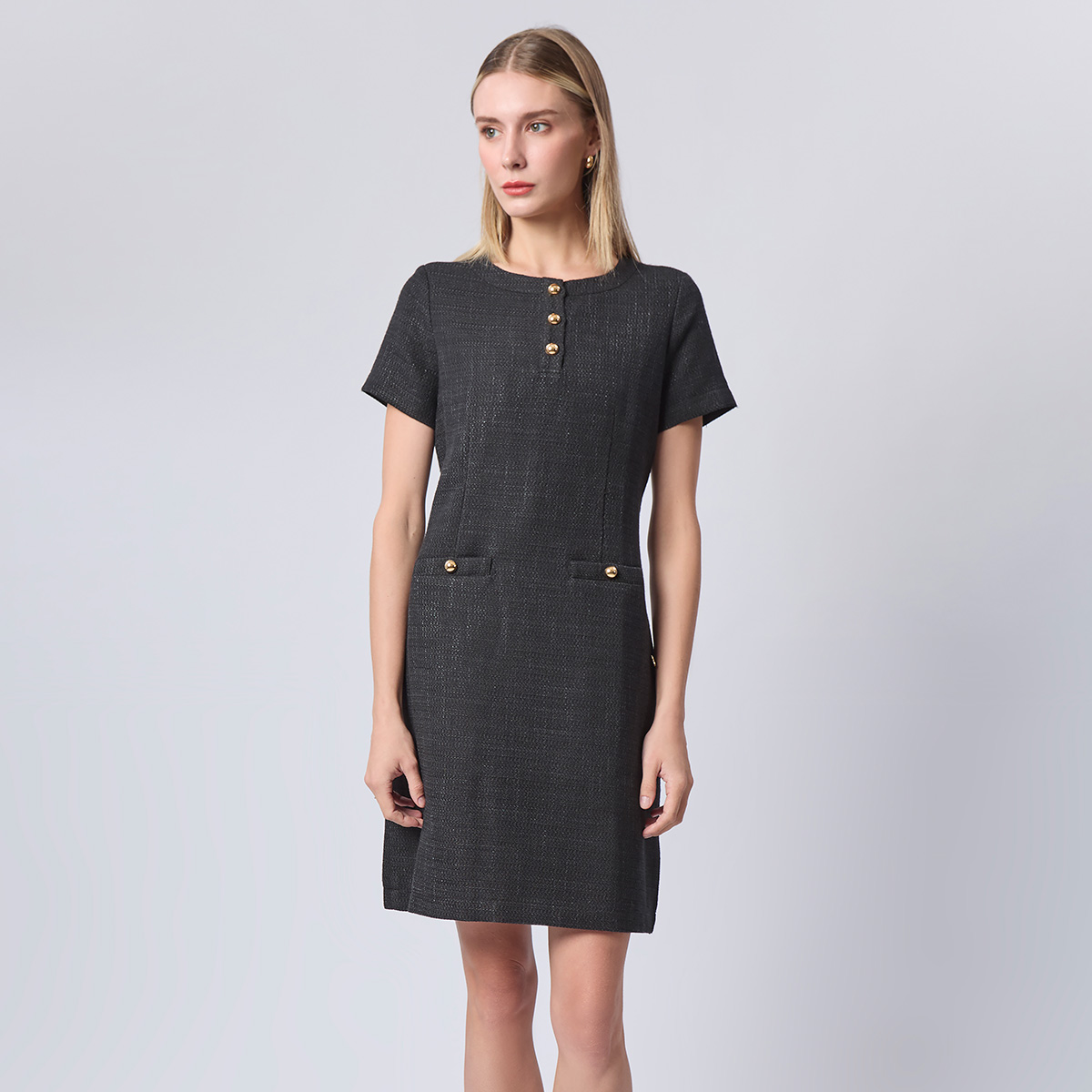 ESPADA เดรส ผ้าทวีต ผู้หญิง สีดำ | Tweed Dress | 04982 ราคา 2,076 บาท*ส่งฟรี