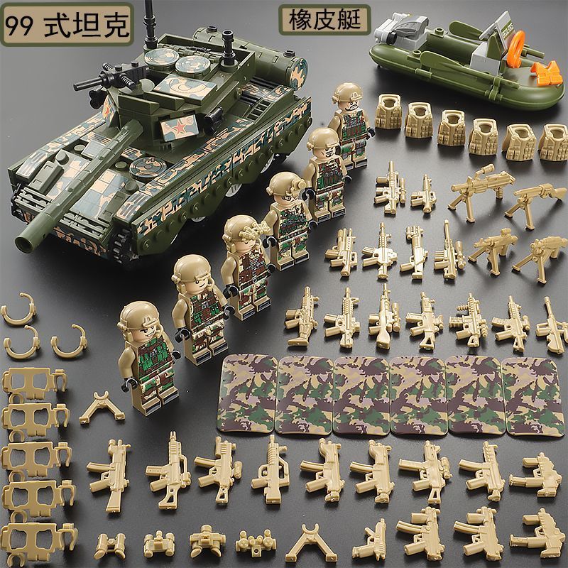 Children birthday GIFT kids Toys Tương thích Lego quân đội lắp ráp nhân vật cảnh sát đặc nhiệm xe tă