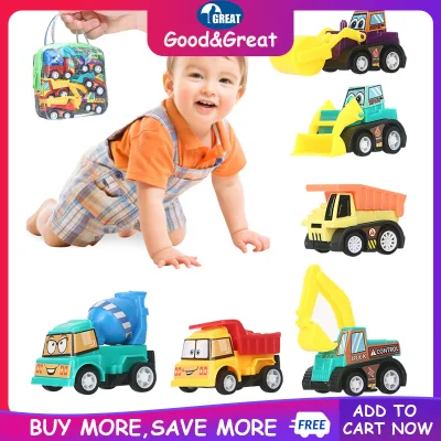 GoodGreat 6 PCS Mini Toy Engineering Cars Alloy Collectible Model Pull Back Vehicle Construction Excavator Dump Truck Play Set for Baby Toddlers Kids Boys Gift Car Fingertip Game Party Favors Birthday