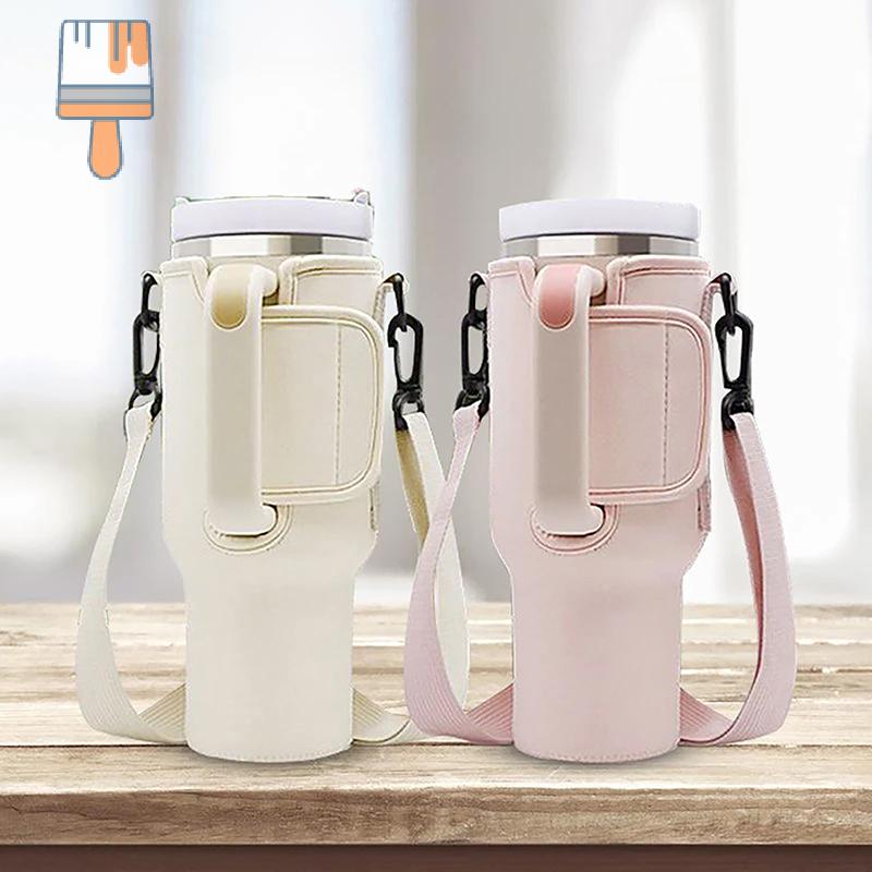 【Freedome】 40oz chai nước tàu sân bay túi có thể điều chỉnh dây đeo vai cốc cốc tay áo màu rắn giữ chai cho Đi Bộ Đường Dài Ngoài Trời