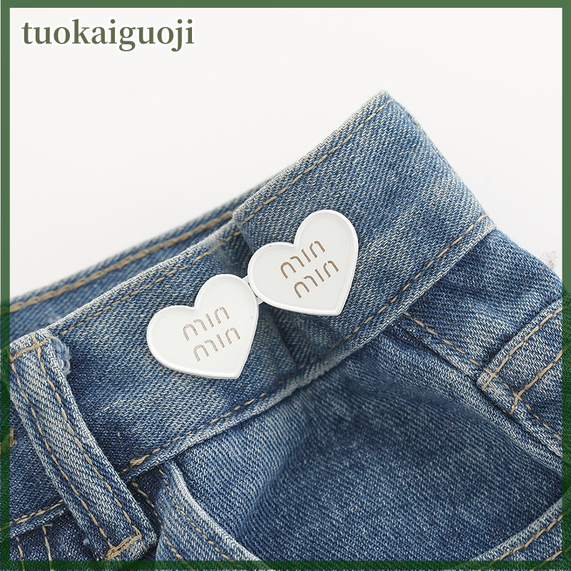 tuokaiguoji 2 cái nút jean có thể điều chỉnh hình trái tim có thể điều chỉnh thắt lưng khóa Snap quần khóa Extender thay thế nút quần jean attacher pins