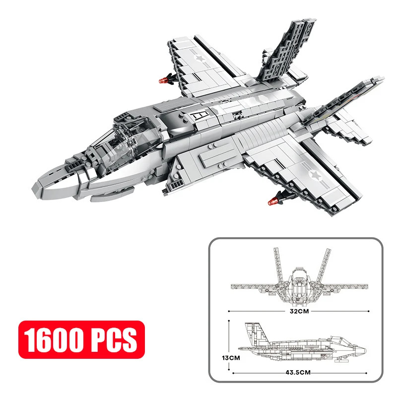 MOC Military Series Jump Jets F14 F16 F18 F22 F35 Khối xây dựng máy bay Chiến binh Mô hình gạch Đồ c