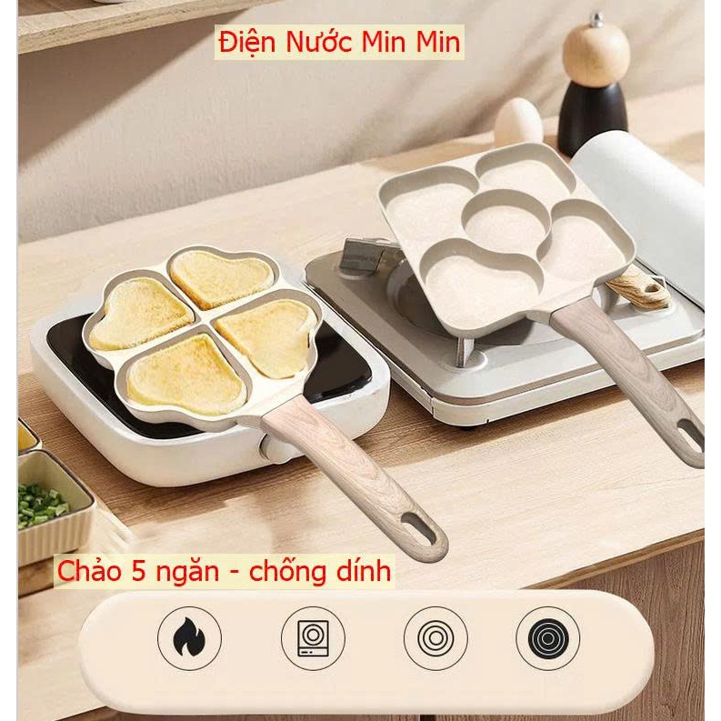 Chảo 5 ngăn chống dính, chảo chiên trứng ốpla vân đá chống dính cao cấp, loại đẹp, tốt - Điện Nước Min Min