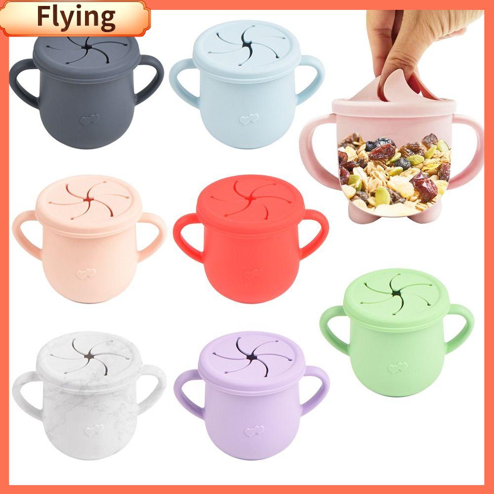 FLYING Solid Color Kids Cup BPA Free Silicone Baby Snack Cup Portable 7