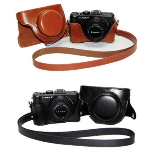 【Special Offer】 Pu Camera Bag Hard Case Half Case For Panasonic For Lumix Dmc-Lx7 Lx7 Lx5 Lx3 Lx-7 Lx-5 Lx-3 Camera With Shoudler Strap