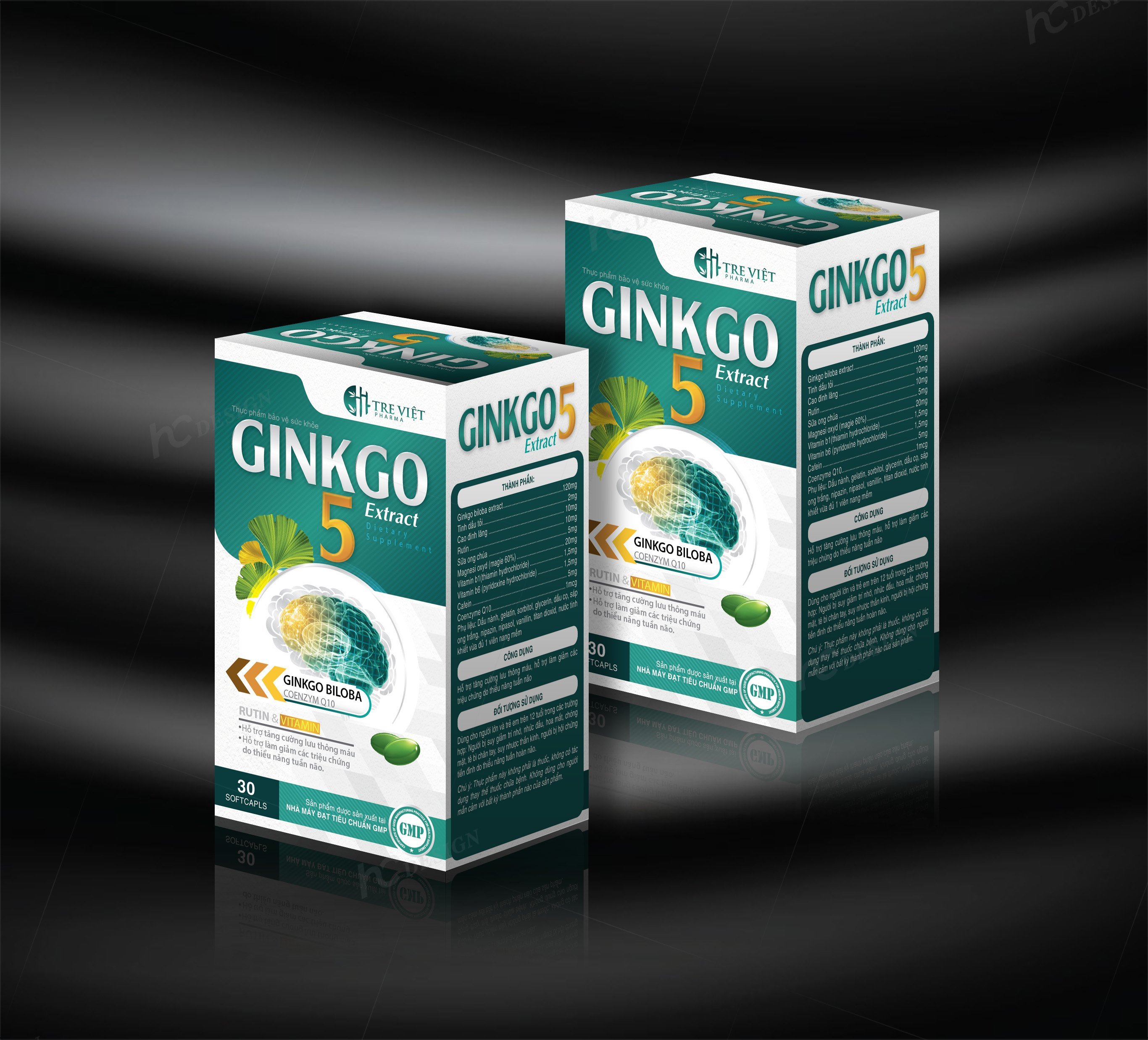 Viên Uống Bổ Não Ginkgo 5Extra Thành Phần Tinh Dầu Tỏi, Sữa Ong Chúa