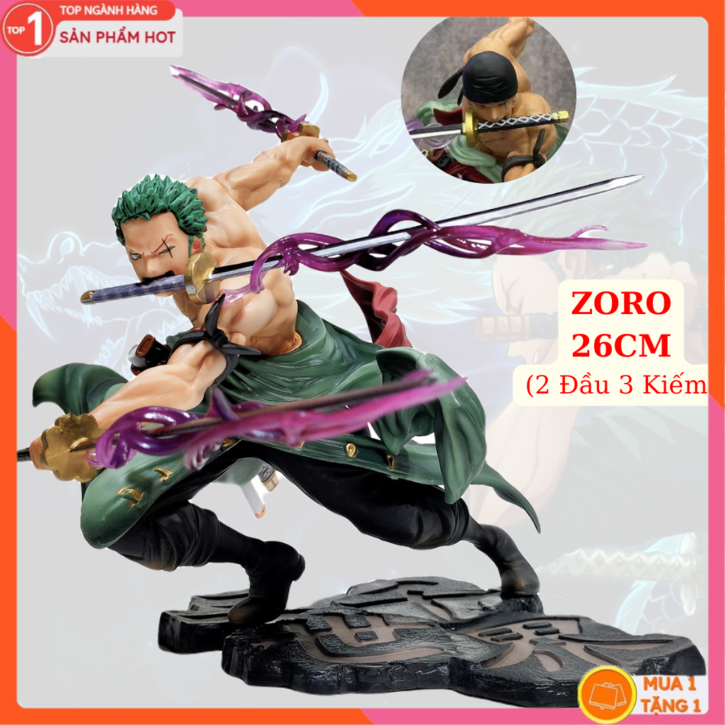 Mô Hình Zoro 3000 Thế Giới 26cm 2 Đầu 3 Kiếm Mô hình One Piece Figure Mô Hình Anmie One Piece Luffy Vua Hải Tặc