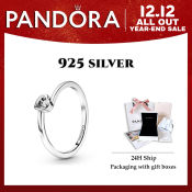 Pandora Silver Tilted Heart Solitaire Ring