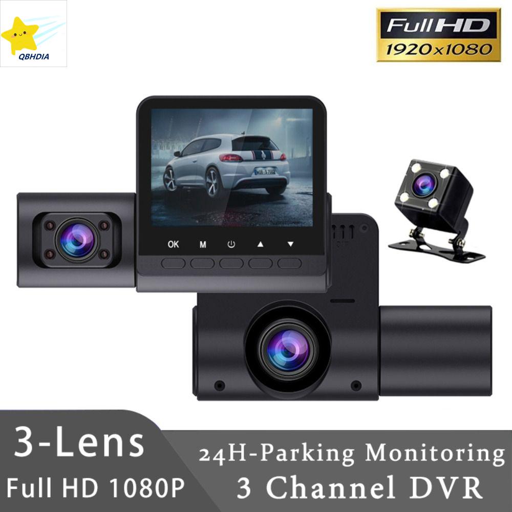 QBHDIA 2 inch Camera hành trình mini 3 kênh cho xe hơi 3-len HD 1080P Máy Quay Video Xe Hơi 3 Camera