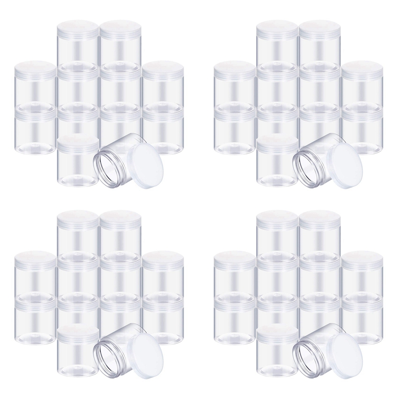 (CEUO) Empty 48-Pack Transparent Plastic Storage Spice Jar Wide Mouth Plastic Container with Lid for Beauty Products