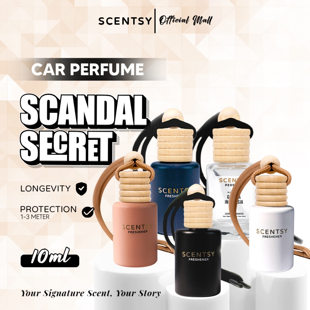 SCENTSY Parfum Mobil SCANDAL SECRET Pengharum Anti Mual 10ml Pewangi Ruangan Kantor Toilet Kamar tidur Lemari Inspired by Fragrance Aroma Terapi Mewah Parfum Gantung Capit Jepit AC Aksesoris Mobil Harga 17,950 rupiah*Gratis Ongkir