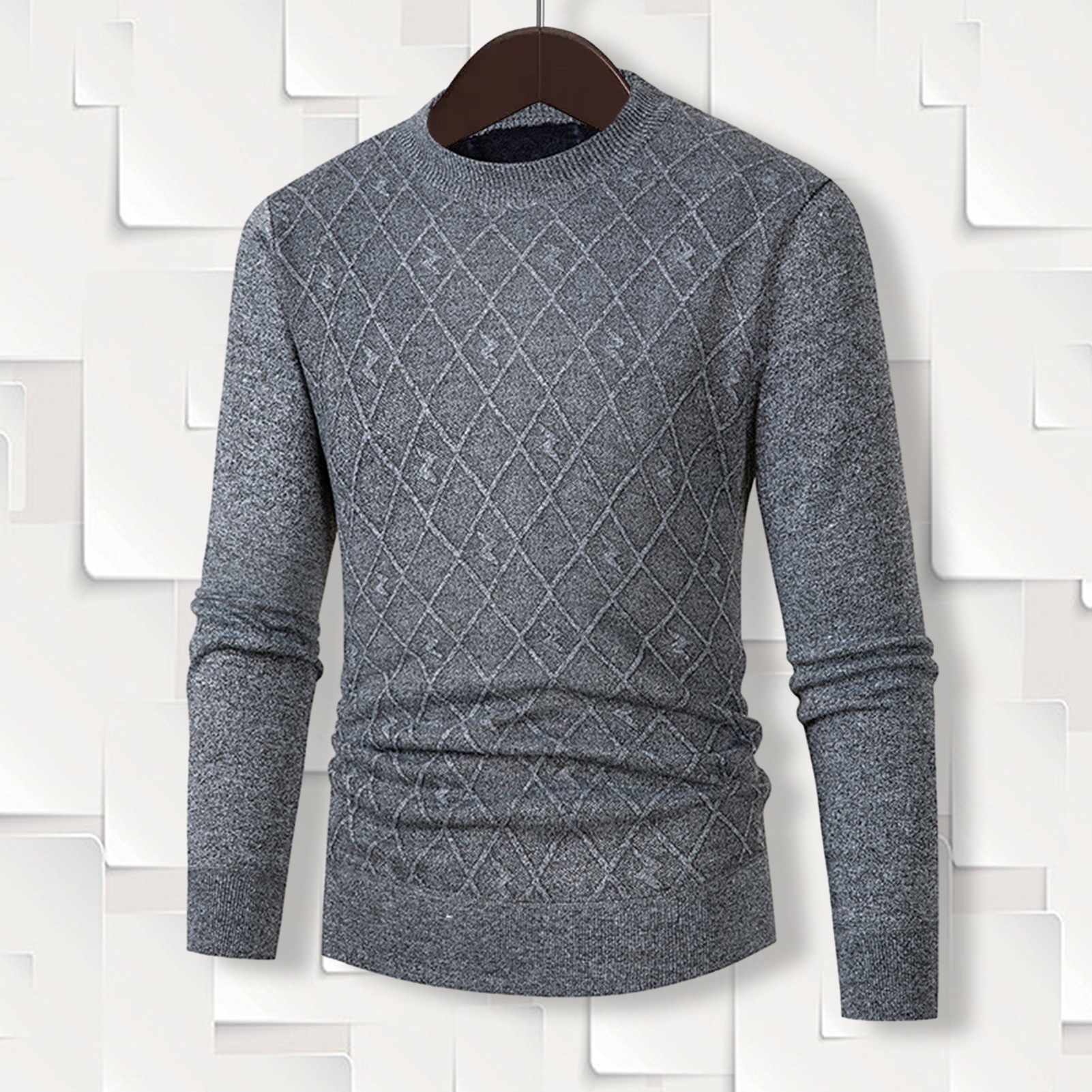 Maglione tinta unita Maglione a maniche lunghe Maglione invernale da uomo Caldo girocollo Pullover per il freddo Alla moda e accogliente39_voghion.com