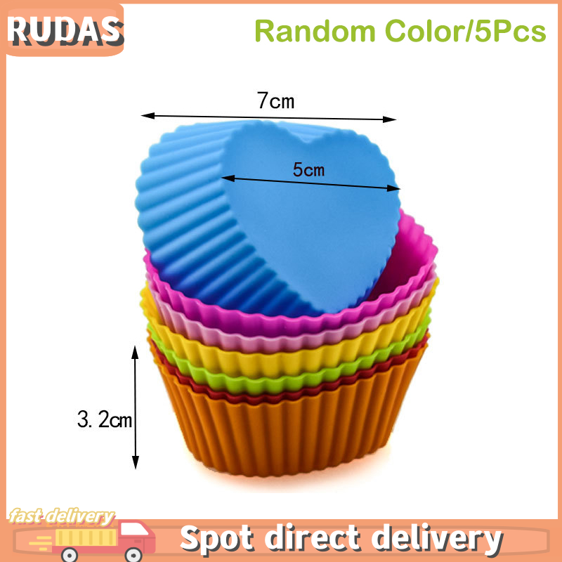 RUDAS 5 cái Khuôn Silicone KHUÔN CUPCAKE bánh muffin nướng bánh KHUÔN CUPCAKE Silicone tái sử dụng c