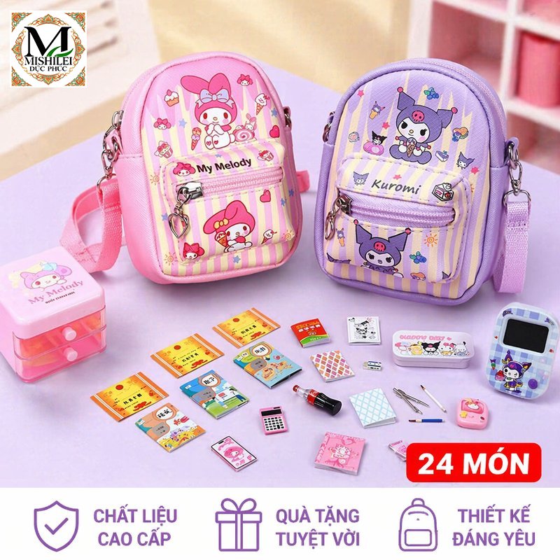 Mishilei Bộ đồ chơi túi mini ví mini đeo chéo mô phỏng phụ kiện đáng yêu nhựa an toàn cho bé chơi nhập vai