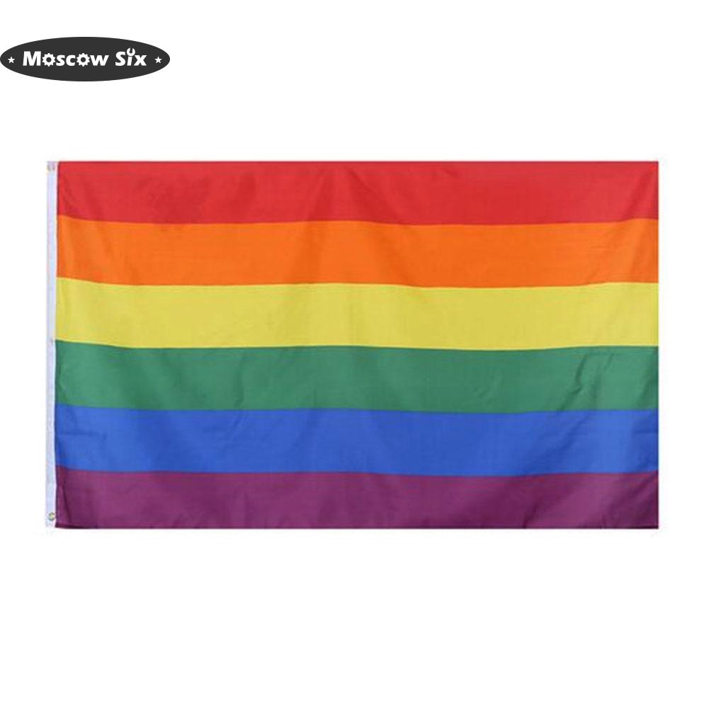 Top quality 90X150cm LGBT Pride Rainbow Flags Banners Vivid Color Progress