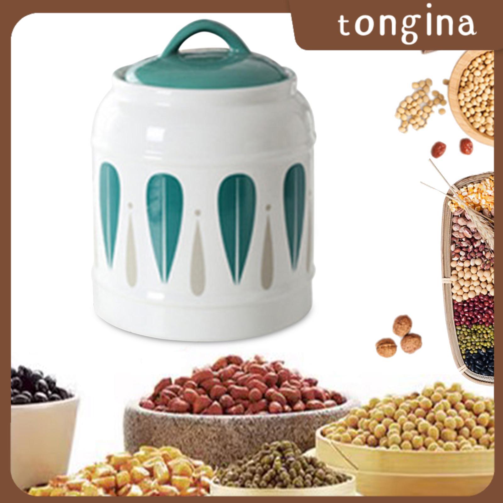 Tongina gốm Jar với nắp Cookie Hũ đựng kẹo nhà Countertop sứ thực phẩm khô container hộp trà cho trà sợi cho ngũ cốc gạo