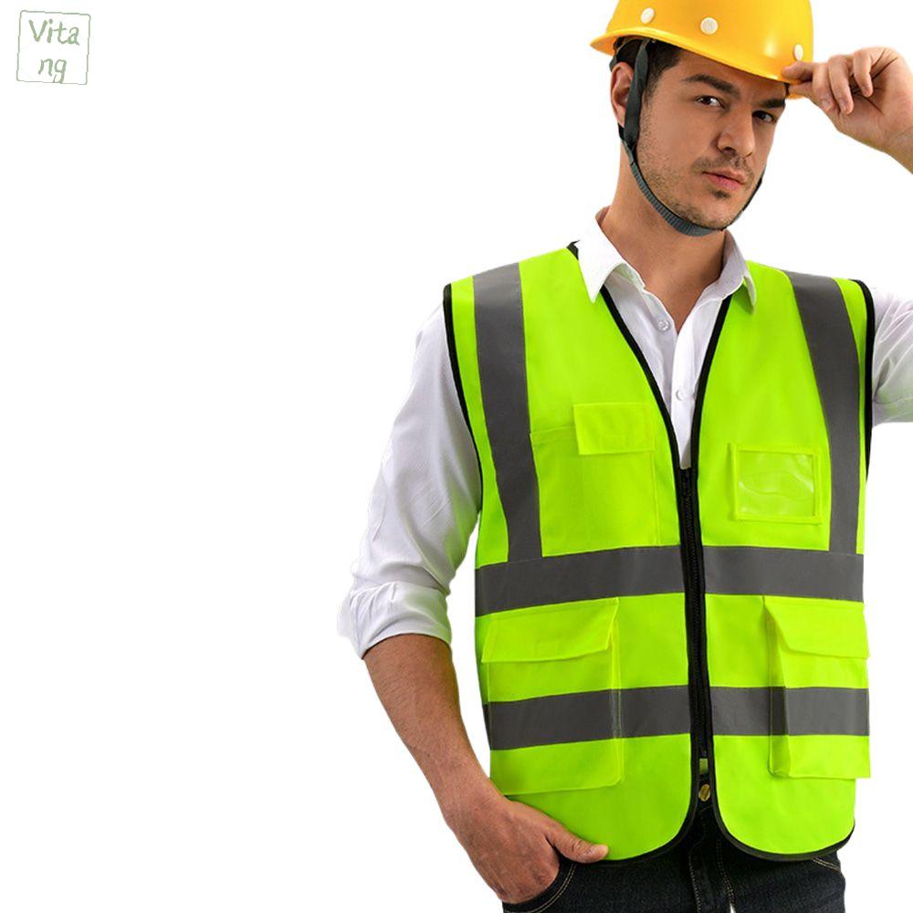 Vitang vệ sinh môi trường an toàn nhiều túi đêm thể thao áo phản quang chạy bộ cơ thể thiết bị bảo vệ an toàn Quần Áo phản quang Áo phao