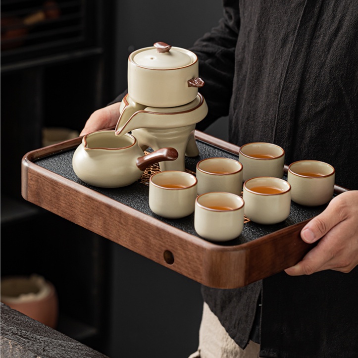 Bộ ấm trà cối xay shidun gốm sứ cao cấp - bộ trà tự động cối xay gốm sứ - lò nung ru - thích hộp làm qùa biết