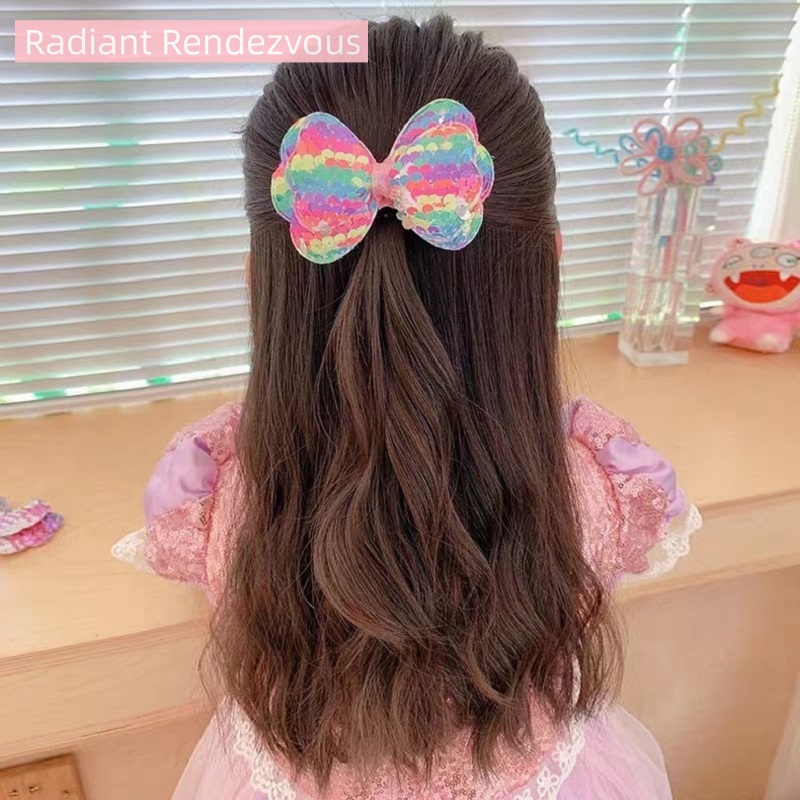 Captivating Curiosities Hair accessories Korean style sequined hair bands Bow hair bands Baby hair bands Children's hair accessories High elastic hair bands ราคา  28 บาท*ส่งฟรี