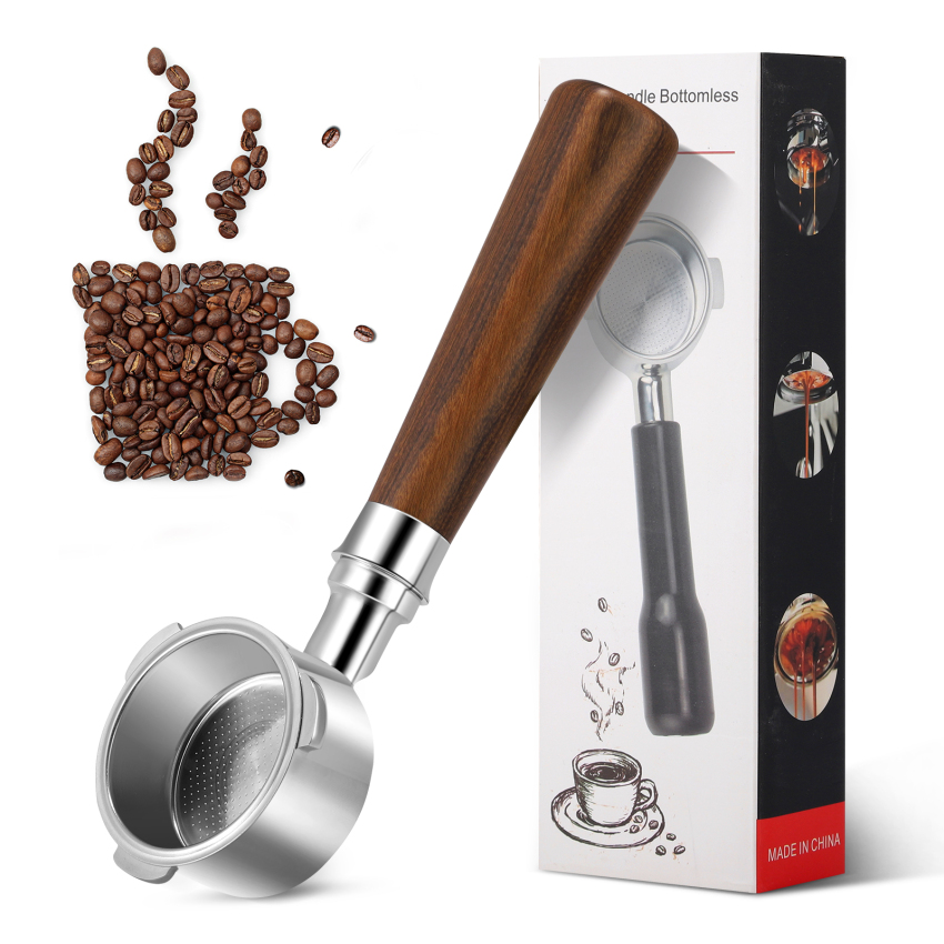 ⚡Giao hàng nhanh⚡️Bottomless portafilter 51mm cho Sage Breville 8 Series 870/875/878/880, 51mm không đáy portafilter với thép không gỉ Espresso lồng Lọc cán bằng gỗ tự nhiên