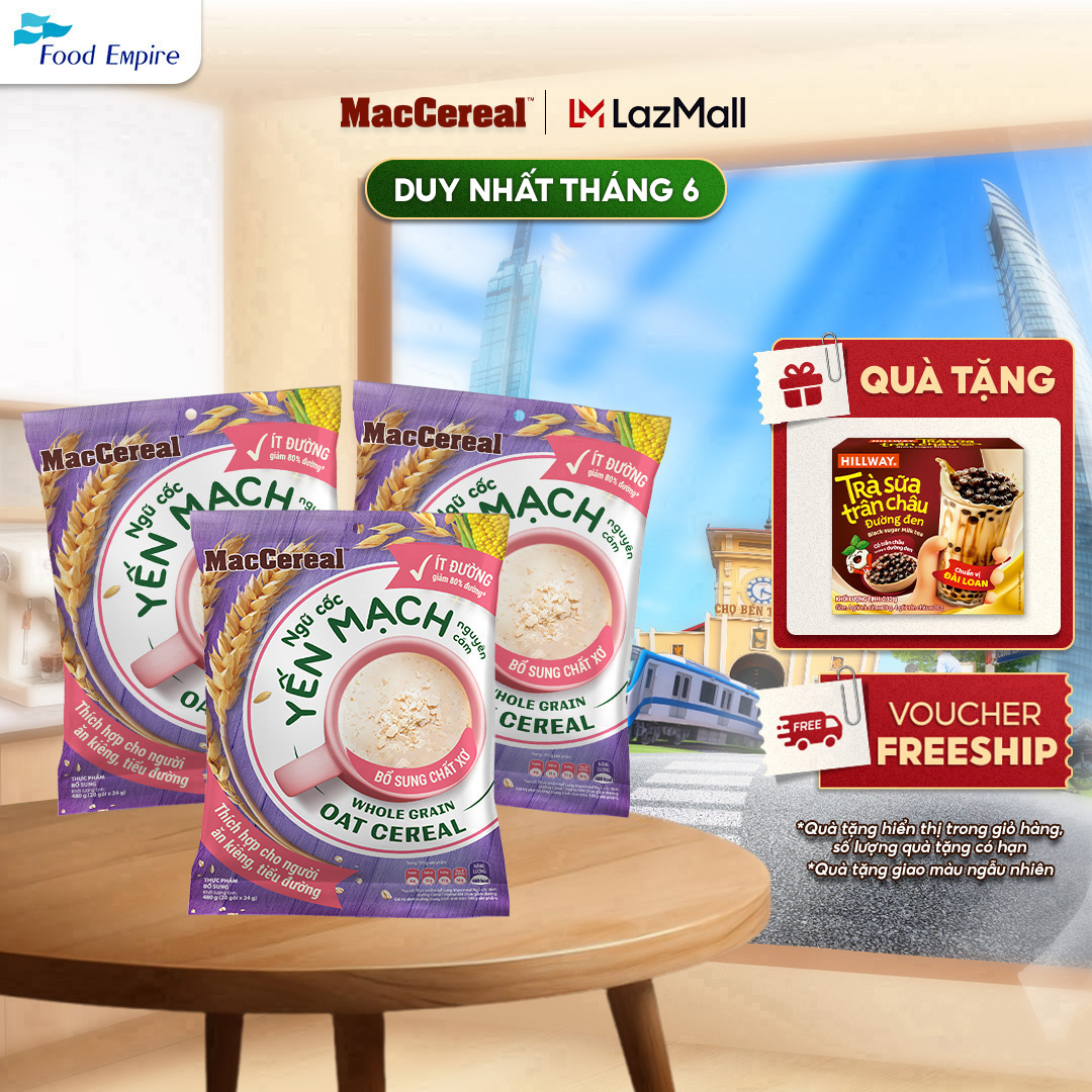 Combo 3 túi Bột Ngũ Cốc Dinh Dưỡng Ít Đường - MacCereal (túi 20 gói x 28g)