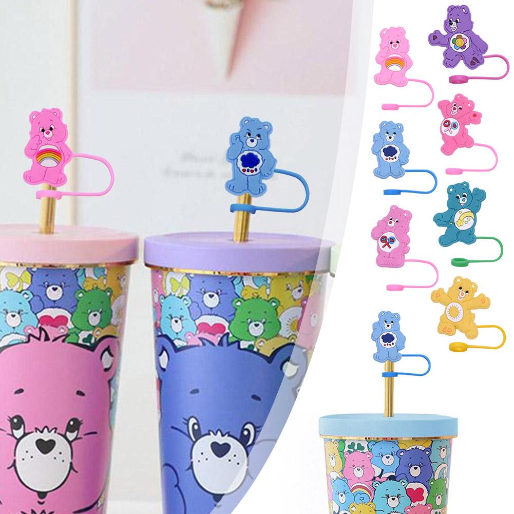 Rainbow Bear Straw Cap Silicone Dust Plug Straw Hat Cover Decoration Straw G1R5