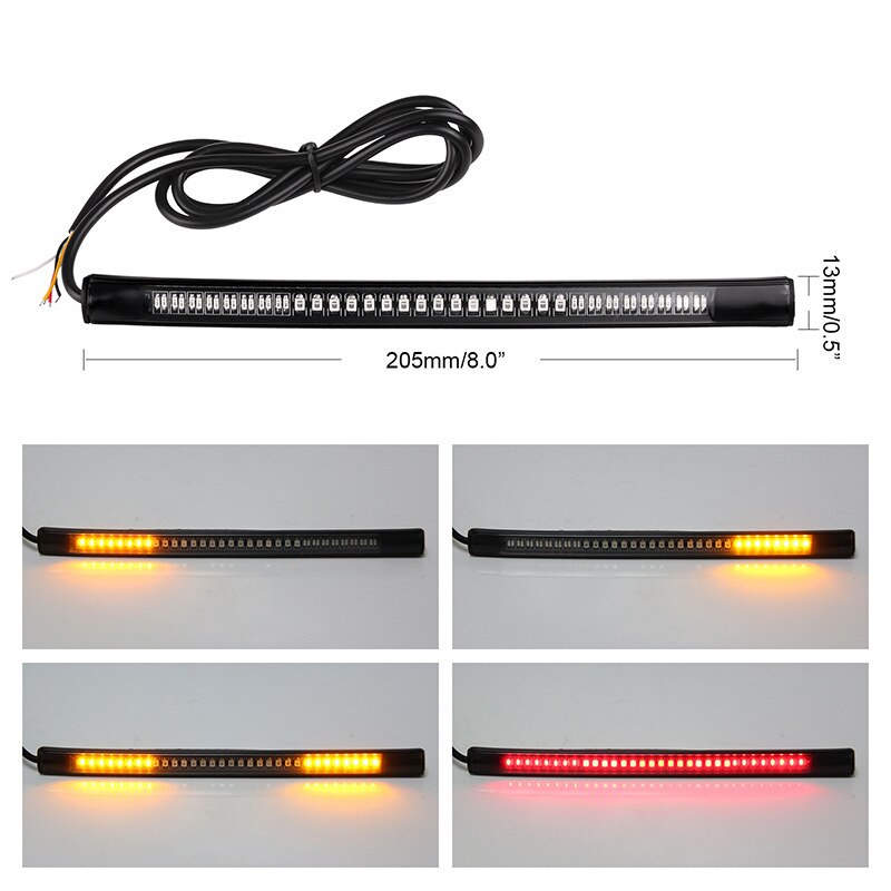 “：{- Flexible Led Strip 48 Leds Stop Light Motorcycle Auto Turn Signal Brake Tail Strip Light For Lada Car Motorcycle Accessories
