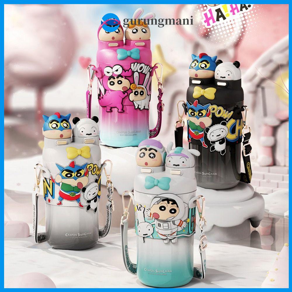 GURUNGMANI Sanrio Water Cup Large Capacity Crayon Shin-chan Insulation Cup Portable Cartoon Thermal Water Bottle