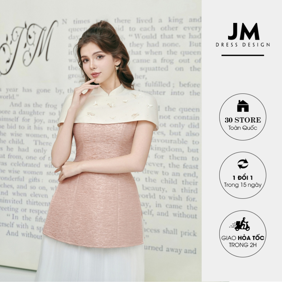 Áo thiết kế JM Dress Design cổ tàu cách điệu vai 2M26.2311WF