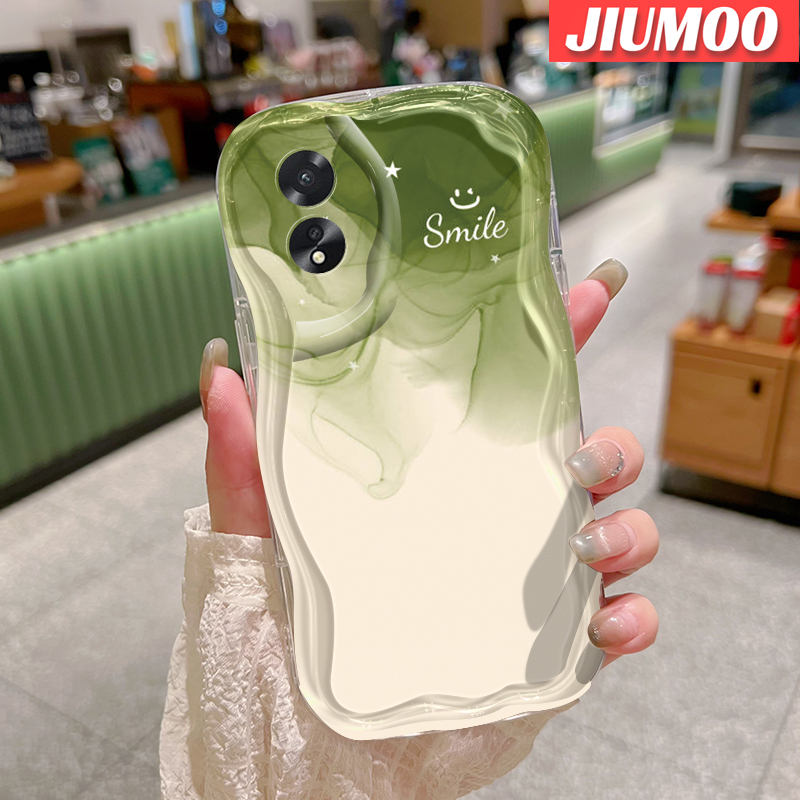 Jiumoo vỏ cho Oppo A18 Oppo A38 Oppo a2x 5g vỏ đơn giản sáng tạo hoạt hình viền sóng Kết cấu kem trong suốt chống sốc Ốp điện thoại Vỏ silicon mềm trong suốt thiết kế mới