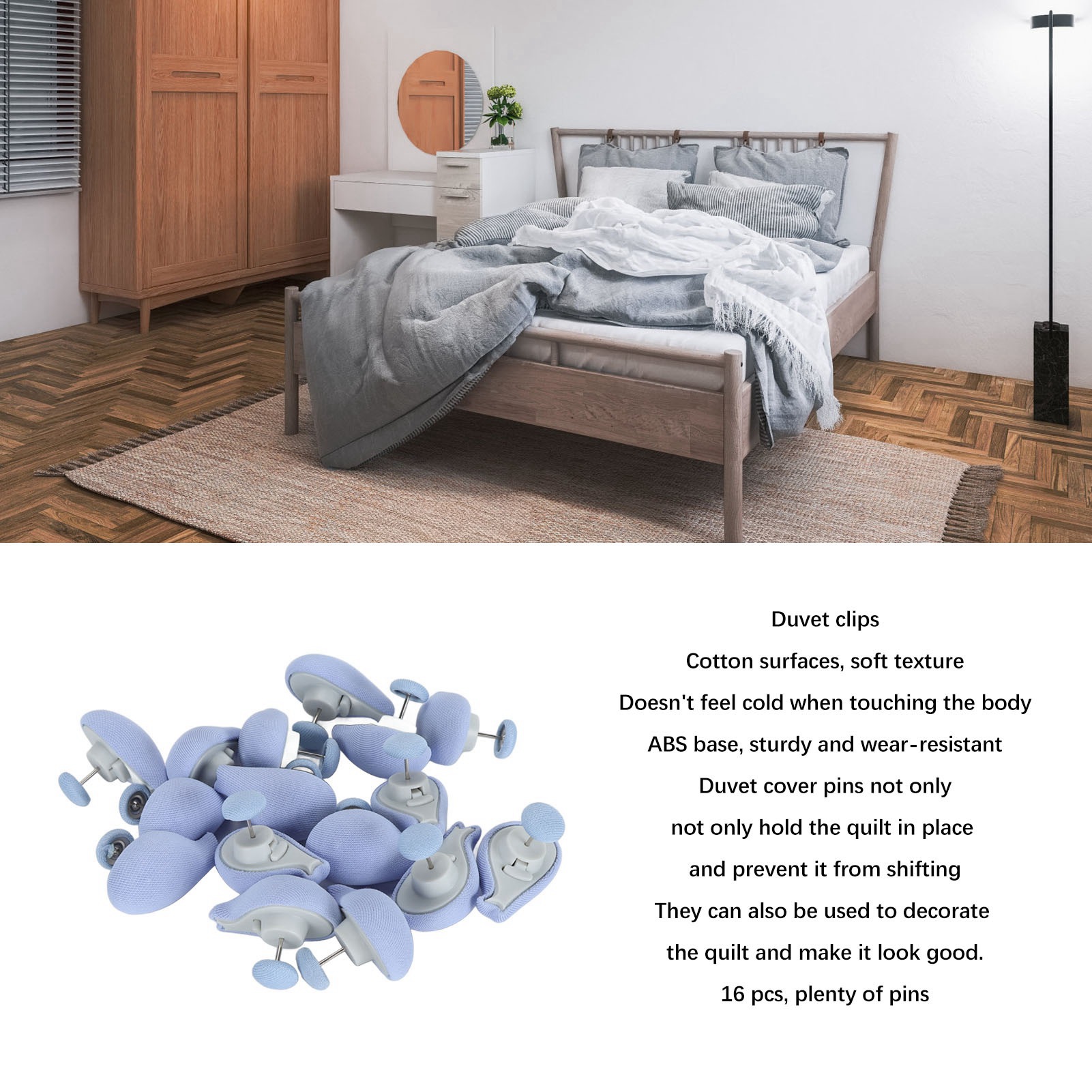 Duvet Clip Thực Tế Độ Bền 16Pcs Duvet Nút Chốt Ngăn Chặn Chuyển Cho Vớ Cho Chăn