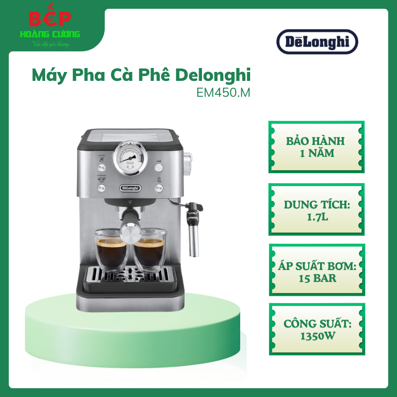 Delonghi Em450.M Semi-Automatic Coffee Maker – Fast Heating Thermoblock - Capacity 1350W