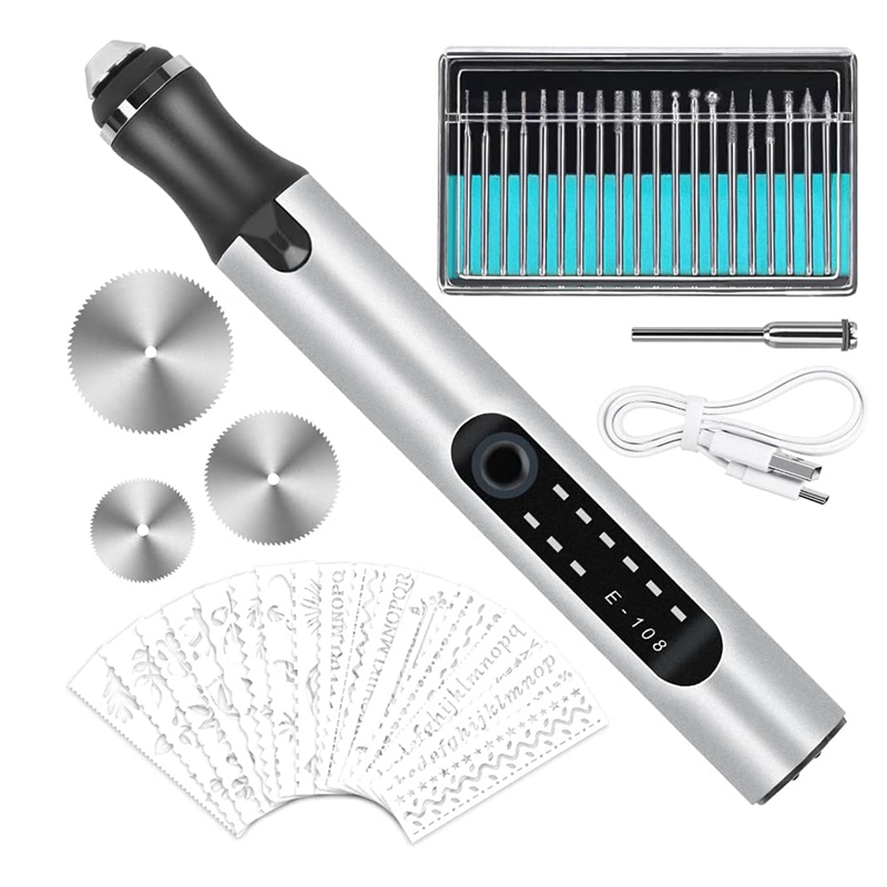 Engraving Pen, Electric Engraving Tool Kit USB Rechargeable Engraver Pen Micro-Cordless Carve Tool for DIY Art
