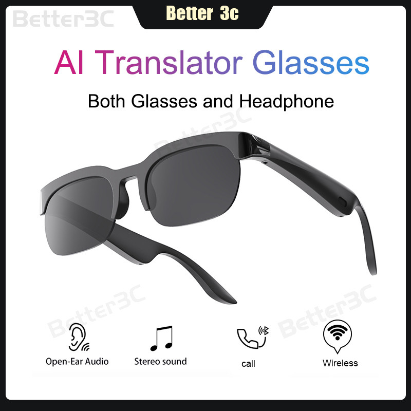 Multi-Function Smart Wireless Bluetooth Glasses Headset Removable Lens Sunglasses HD Call Type C Charging Glasses With AI Translator ราคา  222 บาท*ส่งฟรี