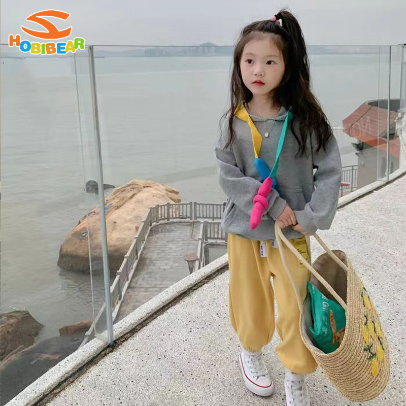 HOBIBEAR Children's clothing girls' contrasting color hooded sweatshirt Korean style loose and comfortable top for baby girls ราคา  213 บาท*ส่งฟรี