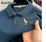 QiaoYiLuo Áo Polo cổ điển cho mùa hè với thiết kế logo thêu và thể thao