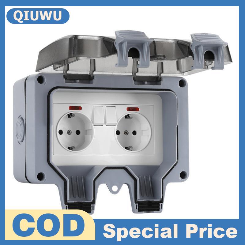 QIUWU Eiomr ปลั๊กไฟกันน้ำ IP66กล่องปลั๊กไฟกันน้ำมาตรฐานยุโรปฝรั่งเศสสหราชอาณาจักรสำหรับใช้ในการก่อสร้างกลางแจ้งในสนาม ราคา 370 บาท*ส่งฟรี