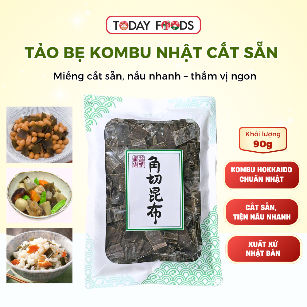 Tảo bẹ Kombu cắt sẵn Hidaka Nhật Bản 90g - nấu món canh, món kho tiện lợi