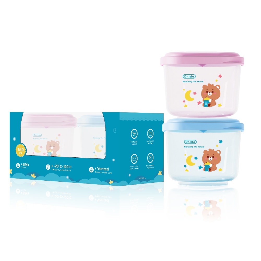 Dr.Isla Baby Food Storage Container 4PCS Baby Puree Ice Tray for Freezer PP Material Food Grade BPA Free 150ml Bowl SF02