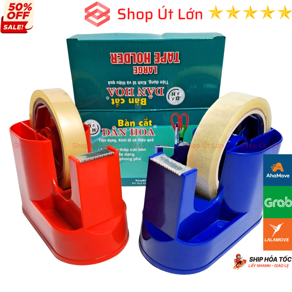 Dao cắt băng keo văn phòng 400 dân hoa, bàn cắt băng keo cỡ nhỏ 12mm,15mm,24mm - vòng lớn